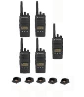 Set van 5 Motorola XT460 IP55 PMR446 Portofoon met tafellader 