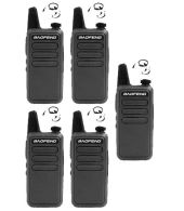 Set van 5 Baofeng BF-R5 dunne uhf mini portofoon 5 watt met G-shape oortje