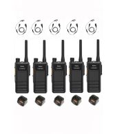 Set van 5 Hytera HP605 UHF DMR IP67 5Watt met tafellader en C-hook oortje