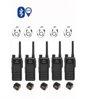 Set van 5 Hytera HP605G DMR UHF IP67 5W GPS, Bluetooth tafellader en C-hook oortje