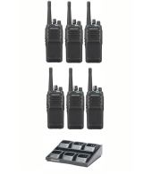 Set van 6 Kenwood NX-1300DE3 UHF DMR IP54 5Watt Portofoon met multilader