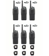 Set van 6 Kenwood NX-1300DE3 UHF DMR IP54 5Watt Portofoon met tafellader en D-shape oortje