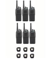 Set van 6 Kenwood NX-1300NE3 UHF Nexedge IP54 5Watt Portofoon met tafellader