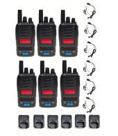 Set van 6 TTI TCB-H100e compacte 27mc Portofoons 4Watt FM en AM en G-shape oortje