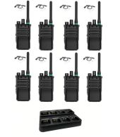 Set van 8 Caltta PH600 UHF DMR IP68 4Watt GPS, Bluetooth met multilader en beveiliging oortje