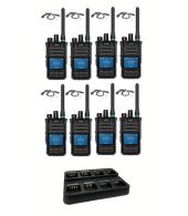 Set van 8 Caltta PH660 UHF DMR GPS, Bluetooth, display, multilader en beveiliging oortje