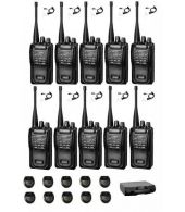 Set van 10 Wouxun KG-819 UHF IP55 PMR446 Portofoons met beveiliging oortje en koffer