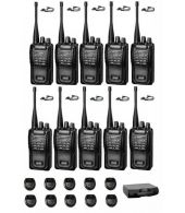 Set van 10 Wouxun KG-819 UHF IP55 PMR446 Portofoons met D-shape oortje en koffer