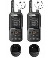 Set van 2 Inrico T320 V2 4G LTE Zello Portofoon, GPS, Wifi met tafellader en D-shape oortje