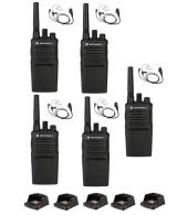 Set van 5 Motorola XT420 UHF IP55 PMR446, laders en beveiliging oortje M1 2-Pins