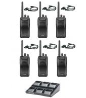 Set van 6 stuks Kenwood TK-3501 PMR446 met D-shape oortje en multilader