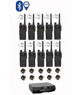 Set van 10 Hytera HP605G DMR UHF IP67 5W GPS, Bluetooth tafellader beveiligingoortje en koffer