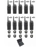 Set van 10 Kenwood NX-1300DE3 UHF DMR IP54 5Watt met tafellader, koffer en D-shape oortje