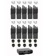 Set van 10 Motorola R2 UHF Analoog IP55 5Watt tafellader beveiligingoortje en koffer