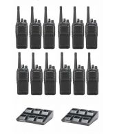 Set van 12 Kenwood NX-1300NE3 UHF Nexedge IP54 5Watt Portofoon met 2 multiladers