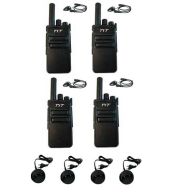 Set van 4 TYT TC-555 UHF 2Watt compacte Portofoons met D-shape oortje