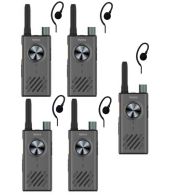 Set van 5 Hytera S1 LF vergunning vrije analoge UHF PMR446 portofoons met C-ring oortje