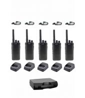 Set van 5 TYT TC-19 UHF IP54 10watt portofoons met D-shape oortje en koffer