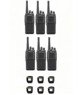 Set van 6 Kenwood NX-1300DE3 UHF DMR IP54 5Watt Portofoon met tafellader