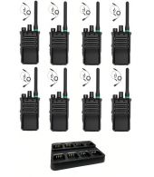Set van 8 Caltta PH600 UHF DMR IP68 4Watt GPS, Bluetooth met multilader en G-shape oortje